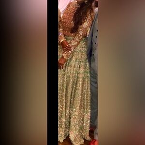 Sparkling Green and Gold Sequin Gown